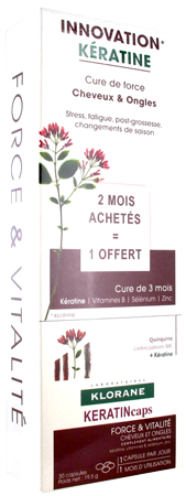 Klorane keratin caps lot de 3 x 30 capsules